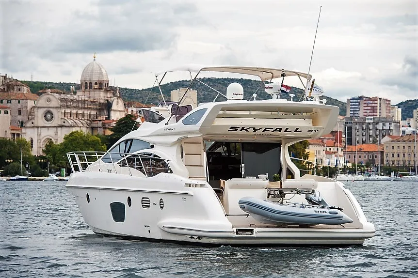 Exterior view of Skyfall MY, a Azimut 47 motorboat at Grad Šibenik, Croatia