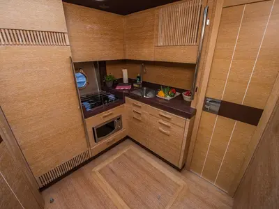 Galley of Skyfall MY, a Azimut 47 motorboat at Grad Šibenik, Croatia