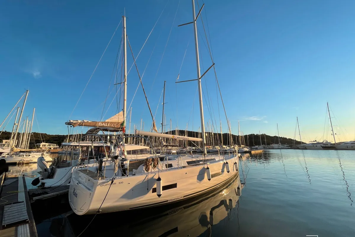 Medea, a Dufour 530 sailboat at Puntone di Scarlino, Italy