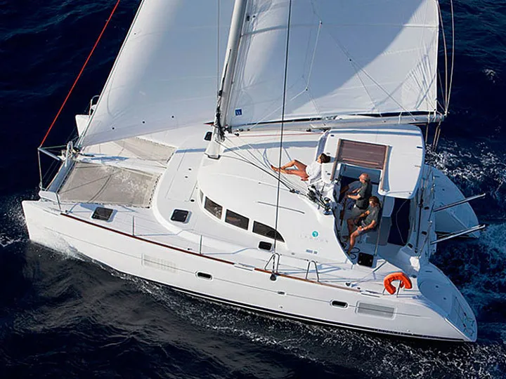 Exterior view of AF-LAG380, a Lagoon 380 catamaran at Municipal Unit of Rhodes, Greece