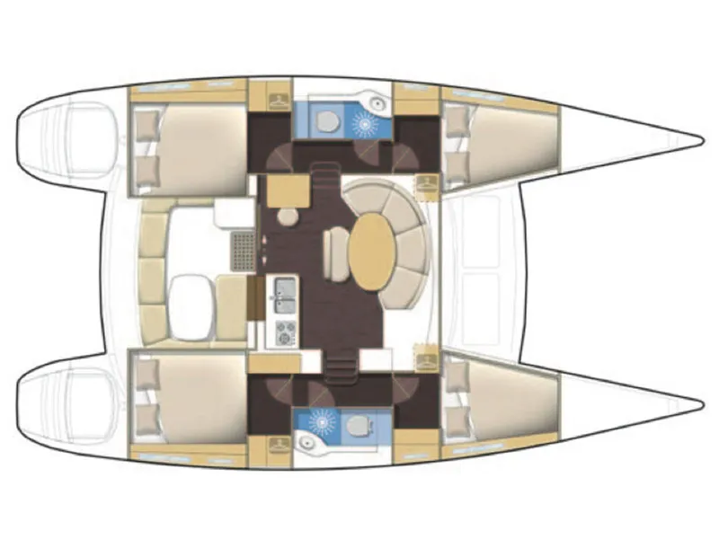 Floor plan of AF-LAG380, a Lagoon 380 catamaran at Municipal Unit of Rhodes, Greece
