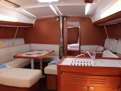 Salon of Why not 12, a Dufour 412 Grand large sailboat at Municipal Unit of Lefkada, Greece