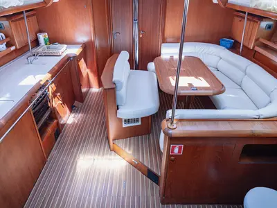Salon of Ziva, a Jeanneau Sun Odyssey 49 sailboat at Seget Donji, Croatia