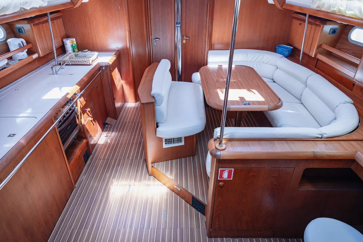 Salon of Ziva, a Jeanneau Sun Odyssey 49 sailboat at Seget Donji, Croatia