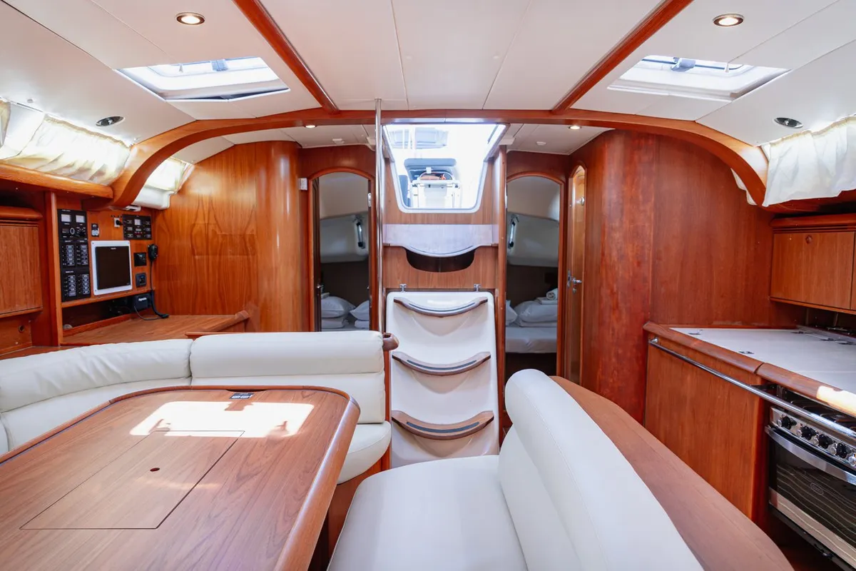Salon of Ziva, a Jeanneau Sun Odyssey 49 sailboat at Seget Donji, Croatia