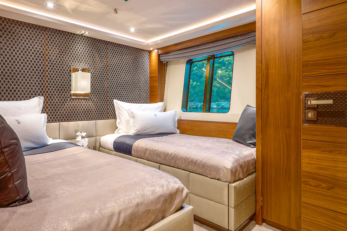 Cabin on Mirage IV, a Princess 40 motorboat at Split, Croatia