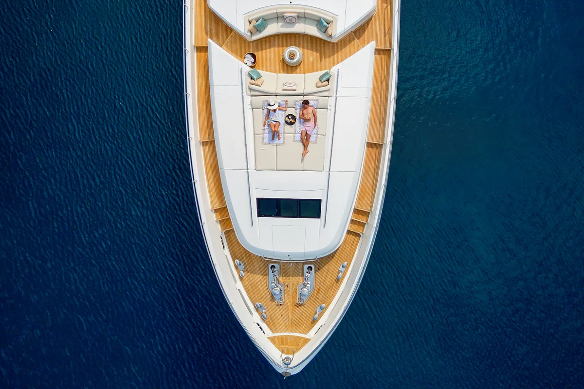 Deck of Mirage IV, a Princess 40 motorboat at Split, Croatia