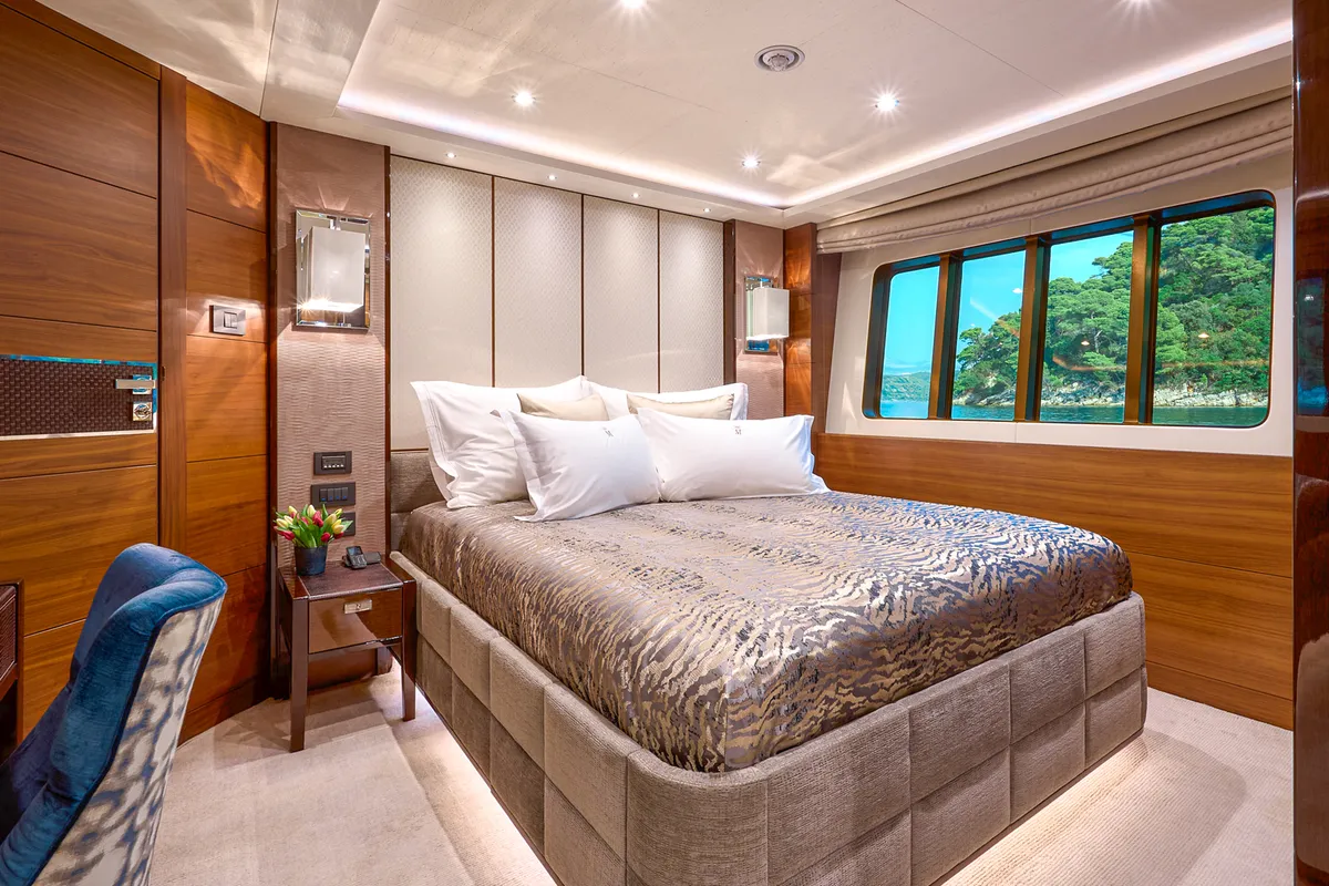 Cabin on Mirage IV, a Princess 40 motorboat at Split, Croatia