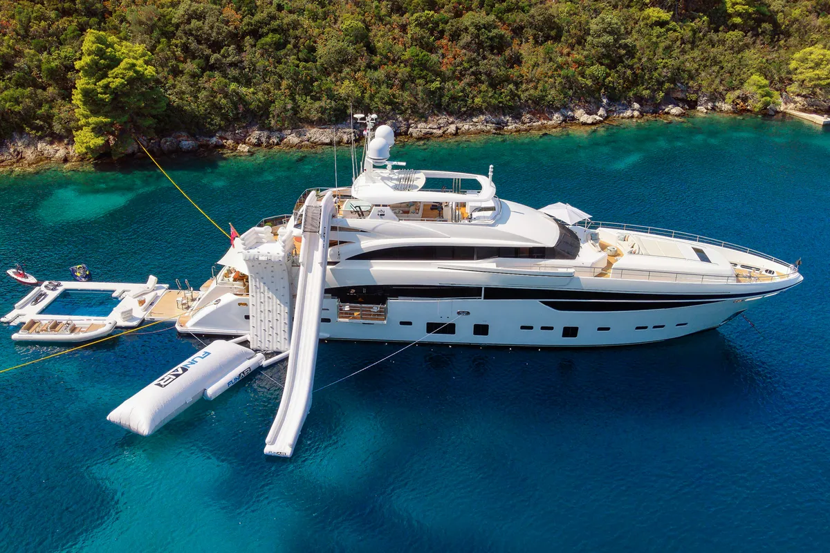 Exterior view of Mirage IV, a Princess 40 motorboat at Split, Croatia