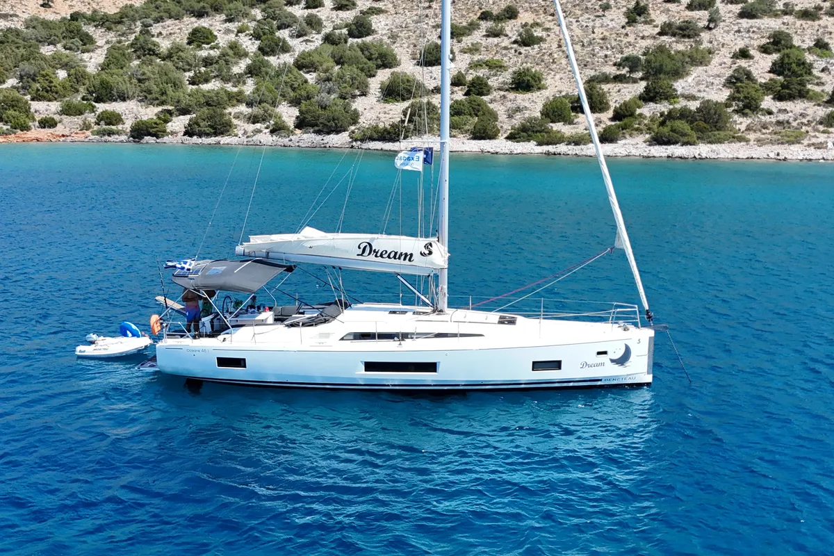 Exterior view of DREAM, a Beneteau Oceanis 46.1 sailboat at Athens, Greece