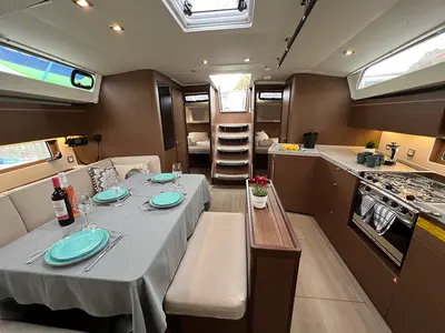 Salon of DREAM, a Beneteau Oceanis 46.1 sailboat at Athens, Greece