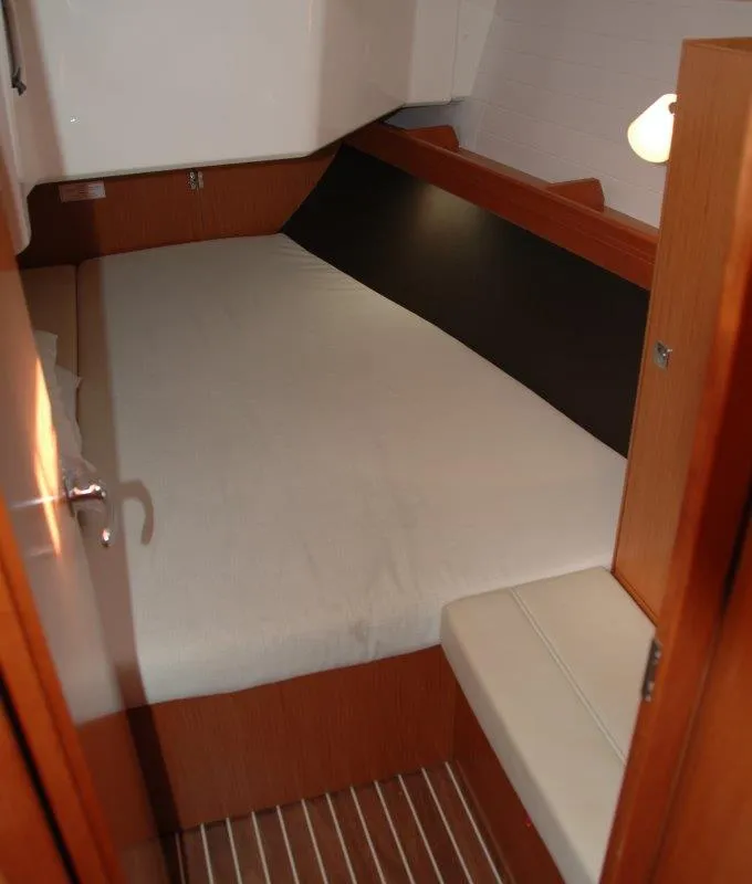 Cabin on Venere, a Bavaria Cruiser 37 sailboat at Olbia, Italy