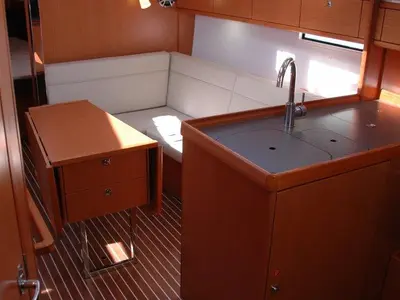 Cabin on Venere, a Bavaria Cruiser 37 sailboat at Olbia, Italy