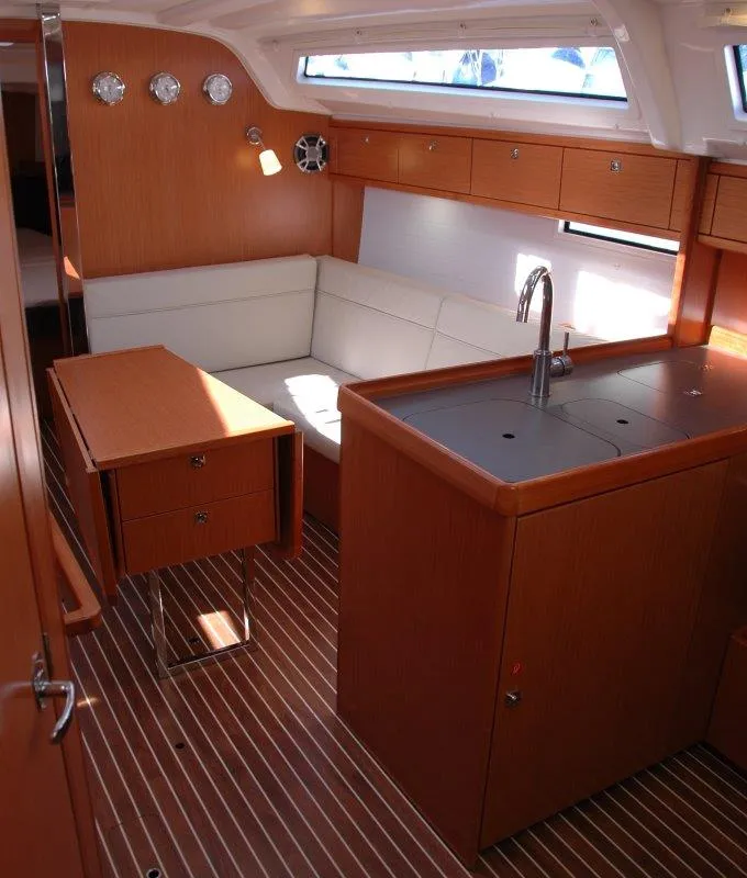 Cabin on Venere, a Bavaria Cruiser 37 sailboat at Olbia, Italy