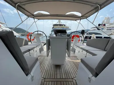 Cockpit of EAST, a Beneteau Oceanis 51.1 sailboat at Marmaris, Turkey