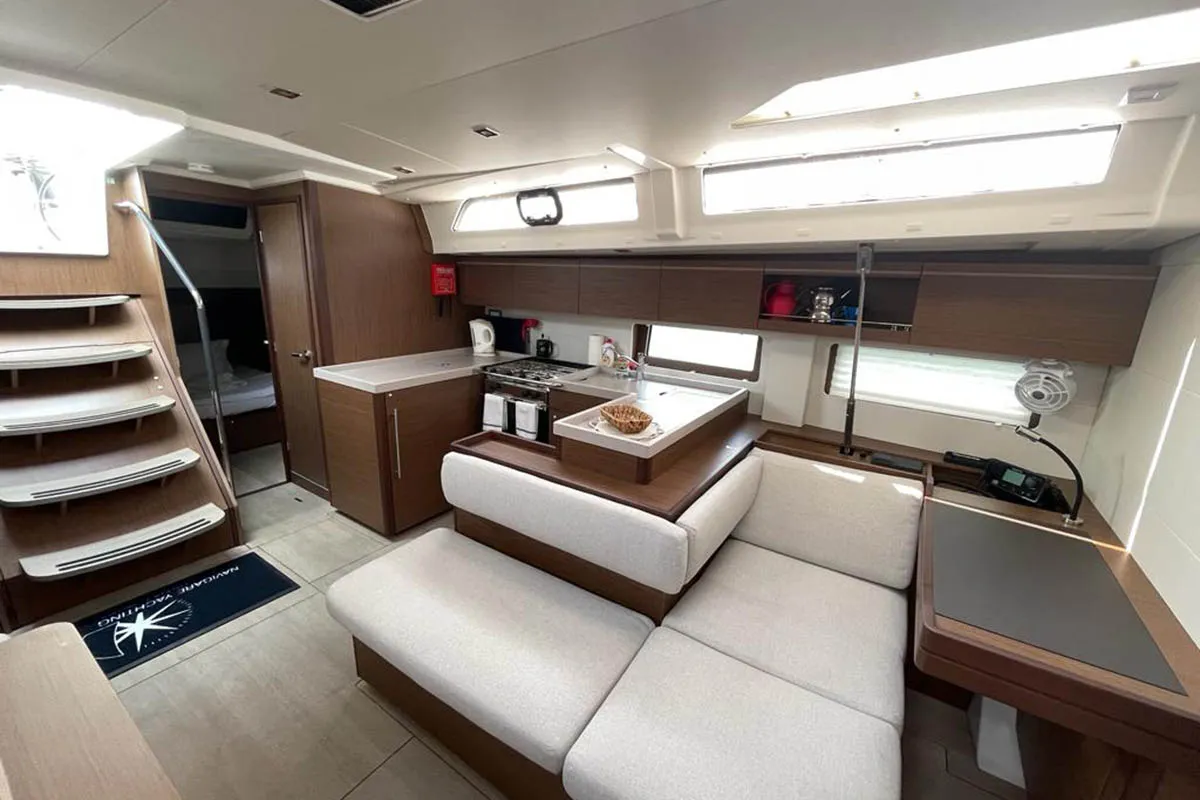 Galley of EAST, a Beneteau Oceanis 51.1 sailboat at Marmaris, Turkey