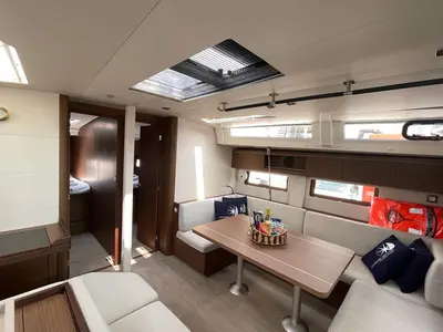 Salon of EAST, a Beneteau Oceanis 51.1 sailboat at Marmaris, Turkey
