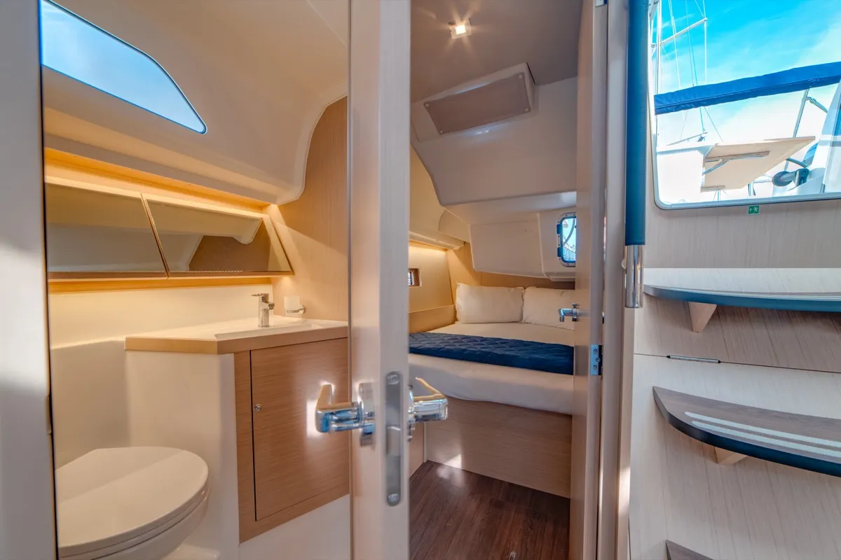 Head on Maverick, a Beneteau Oceanis 40.1 sailboat at Olbia, Italy