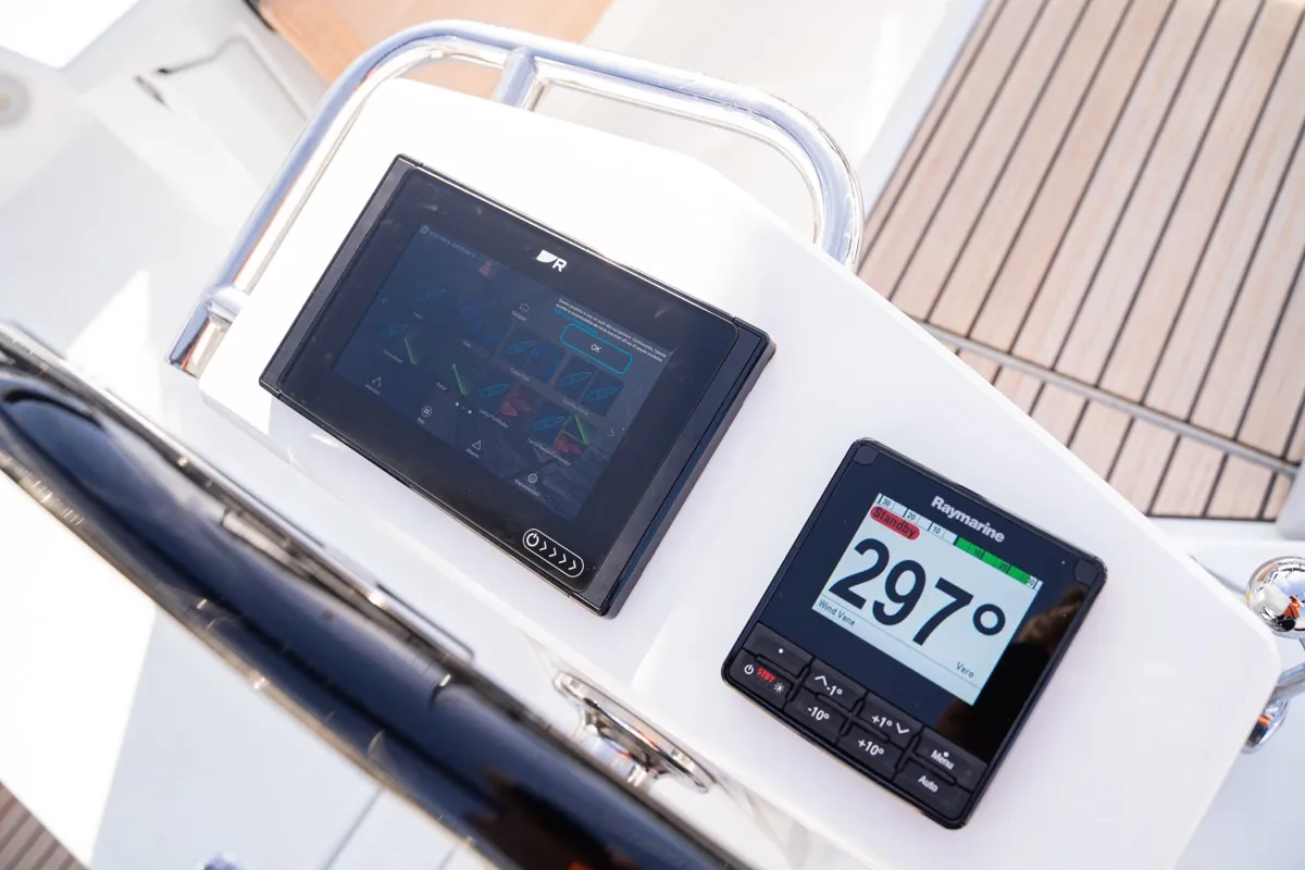Cockpit of Maverick, a Beneteau Oceanis 40.1 sailboat at Olbia, Italy