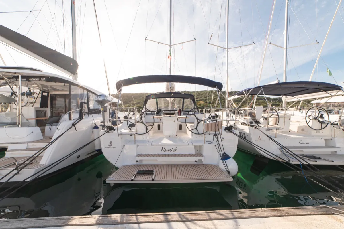 Exterior view of Maverick, a Beneteau Oceanis 40.1 sailboat at Olbia, Italy