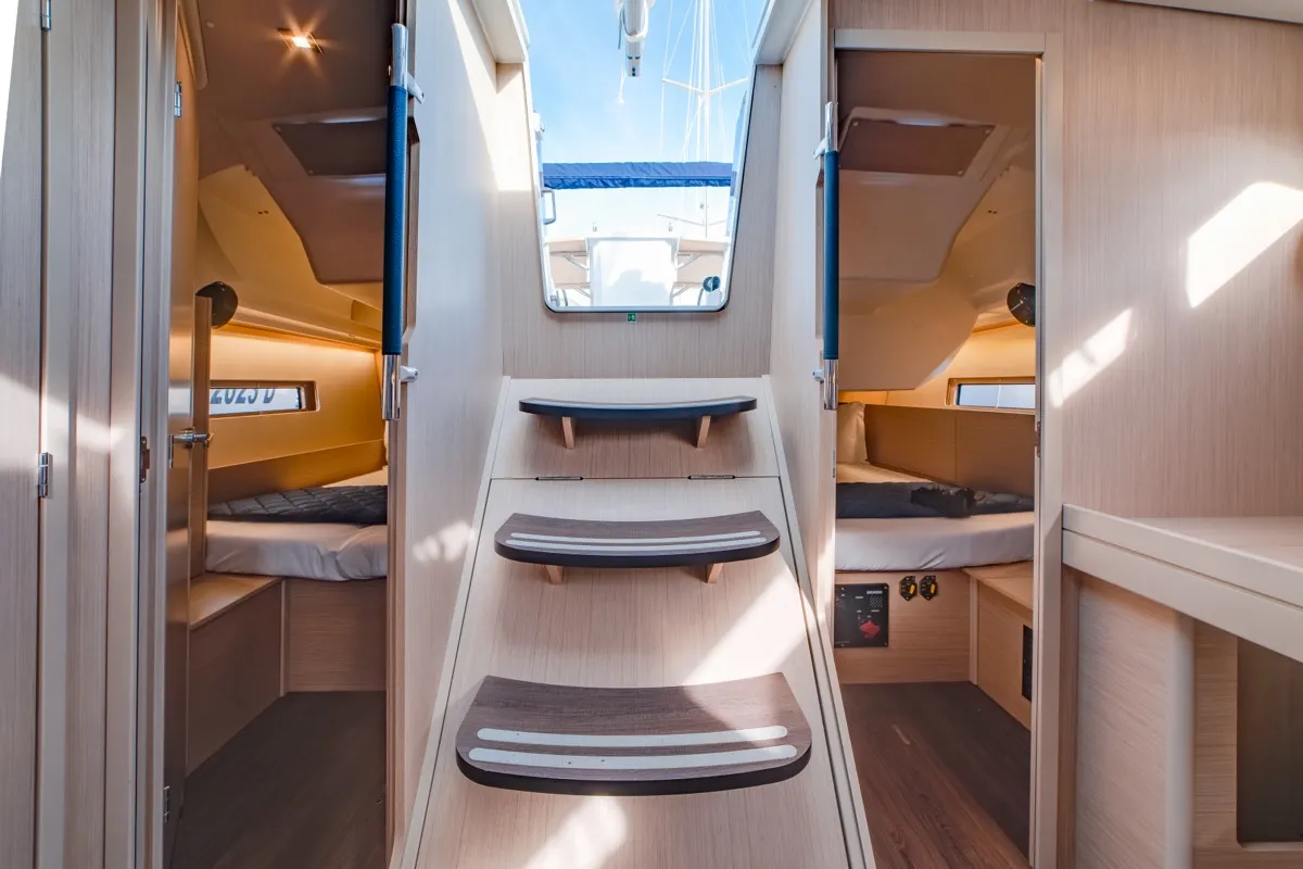 Salon of Maverick, a Beneteau Oceanis 40.1 sailboat at Olbia, Italy