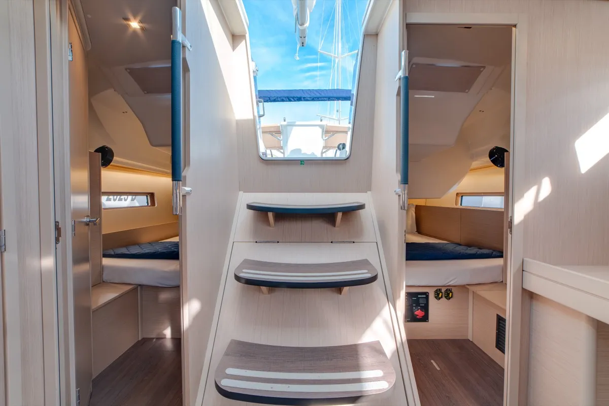 Salon of Maverick, a Beneteau Oceanis 40.1 sailboat at Olbia, Italy