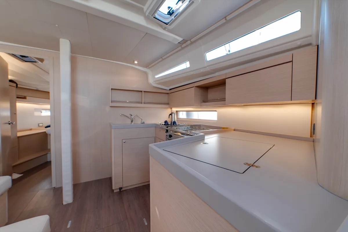 Galley of Maverick, a Beneteau Oceanis 40.1 sailboat at Olbia, Italy