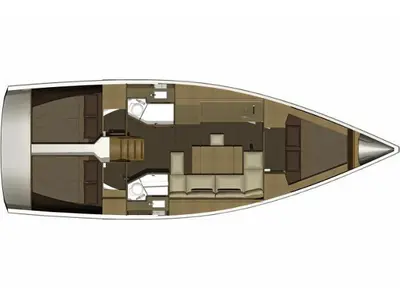 Floor plan of AF-D382(III), a Dufour 382 Grand Large sailboat at Athens, Greece