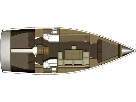 Floor plan of AF-D382(III), a Dufour 382 Grand Large sailboat at Athens, Greece