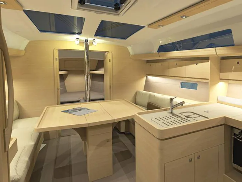 Salon of AF-D382(III), a Dufour 382 Grand Large sailboat at Athens, Greece