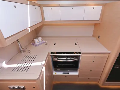 Galley of Shore Thing, a Dufour 470 sailboat at Grad Biograd na Moru, Croatia