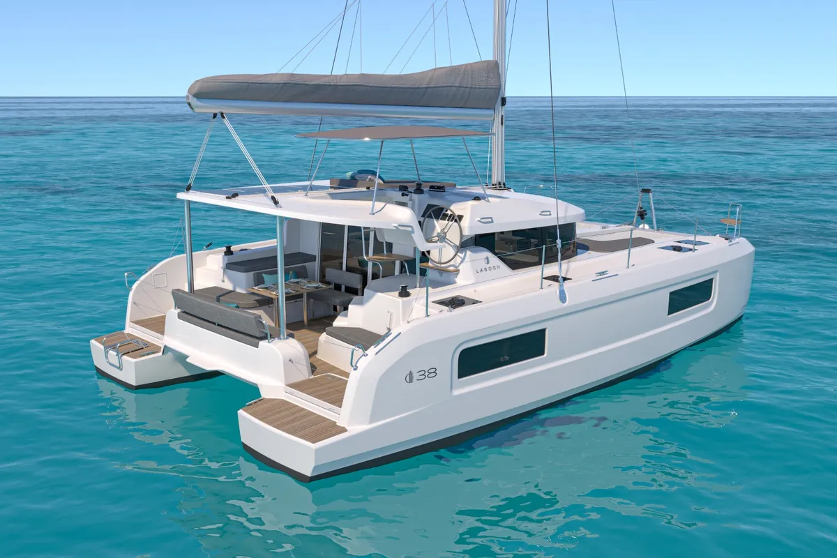 Salon of Merkourios, a Lagoon 38 catamaran at Municipal Unit of Lefkada, Greece