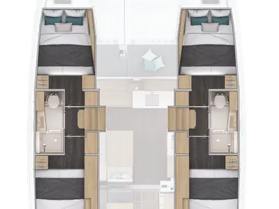 Floor plan of Merkourios, a Lagoon 38 catamaran at Municipal Unit of Lefkada, Greece