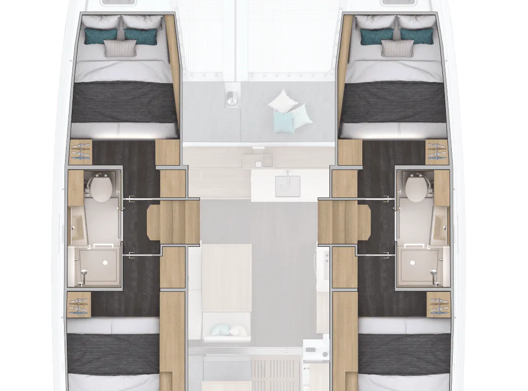 Floor plan of Merkourios, a Lagoon 38 catamaran at Municipal Unit of Lefkada, Greece