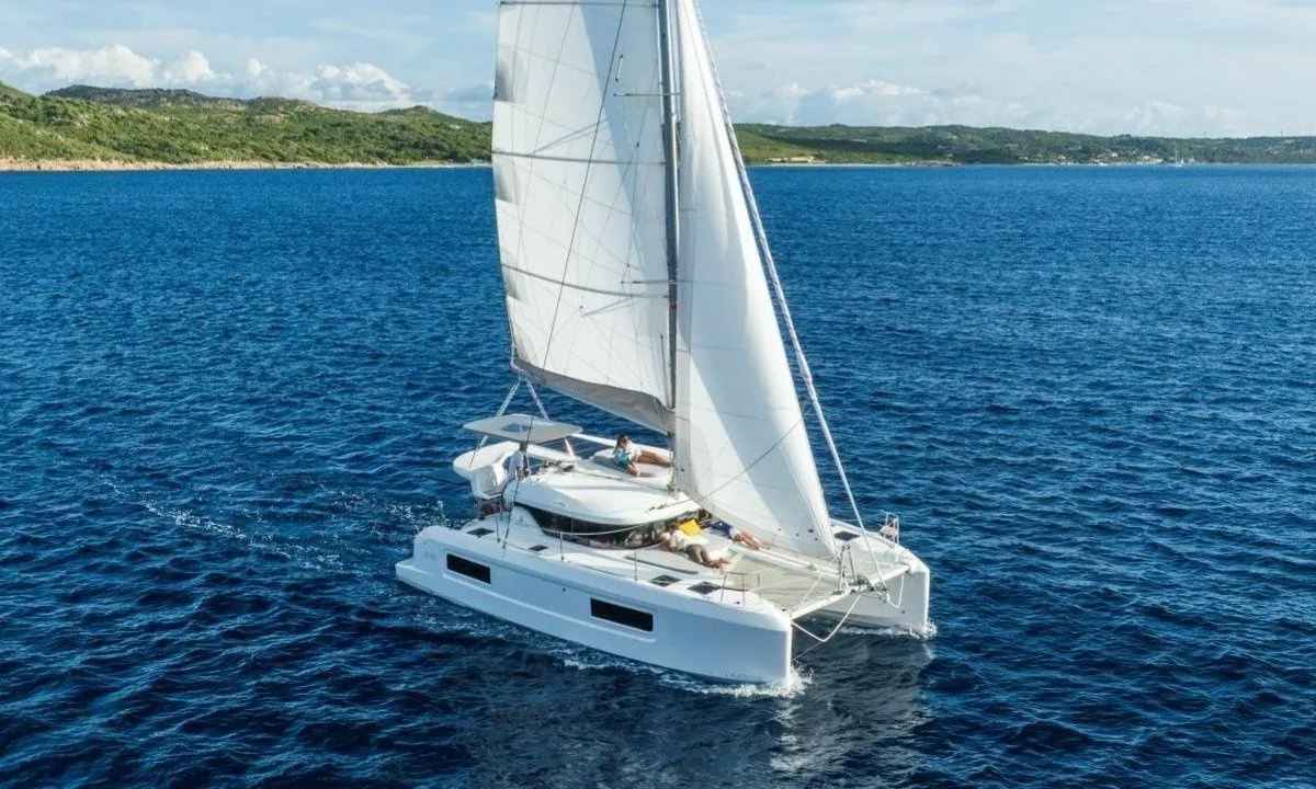 Salon of Merkourios, a Lagoon 38 catamaran at Municipal Unit of Lefkada, Greece