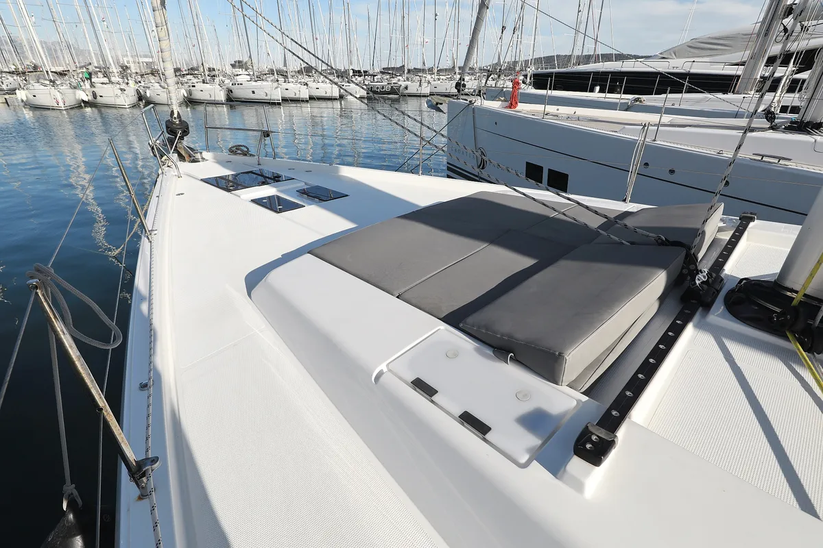 Deck of Simply The Best, a Hanse 548 sailboat at Grad Kaštela, Croatia