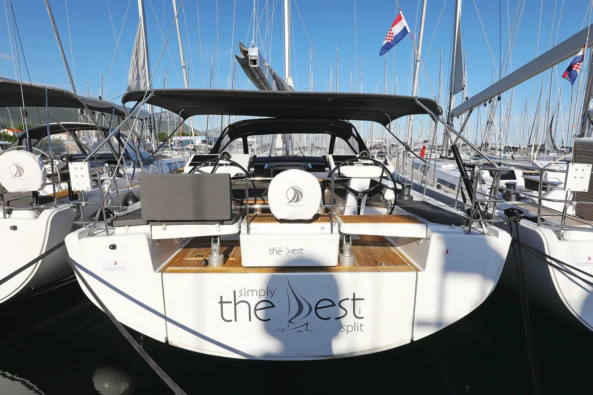 Cockpit of Simply The Best, a Hanse 548 sailboat at Grad Kaštela, Croatia