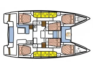 Floor plan of Cabin O03 (LM), a Lagoon 50 catamaran at Roche Caiman, Seychelles