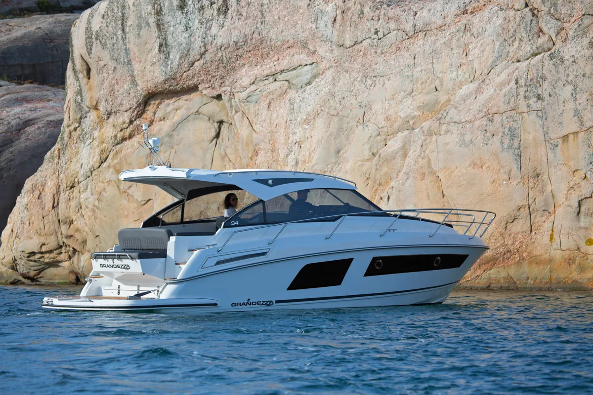 Exterior view of OTTI, a Grandezza 34 OC motorboat at Grad Trogir, Croatia