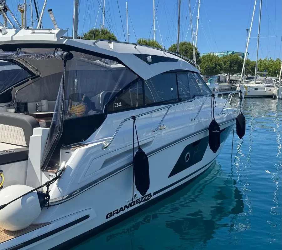 Exterior view of OTTI, a Grandezza 34 OC motorboat at Grad Trogir, Croatia