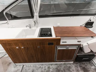 Galley of OTTI, a Grandezza 34 OC motorboat at Grad Trogir, Croatia