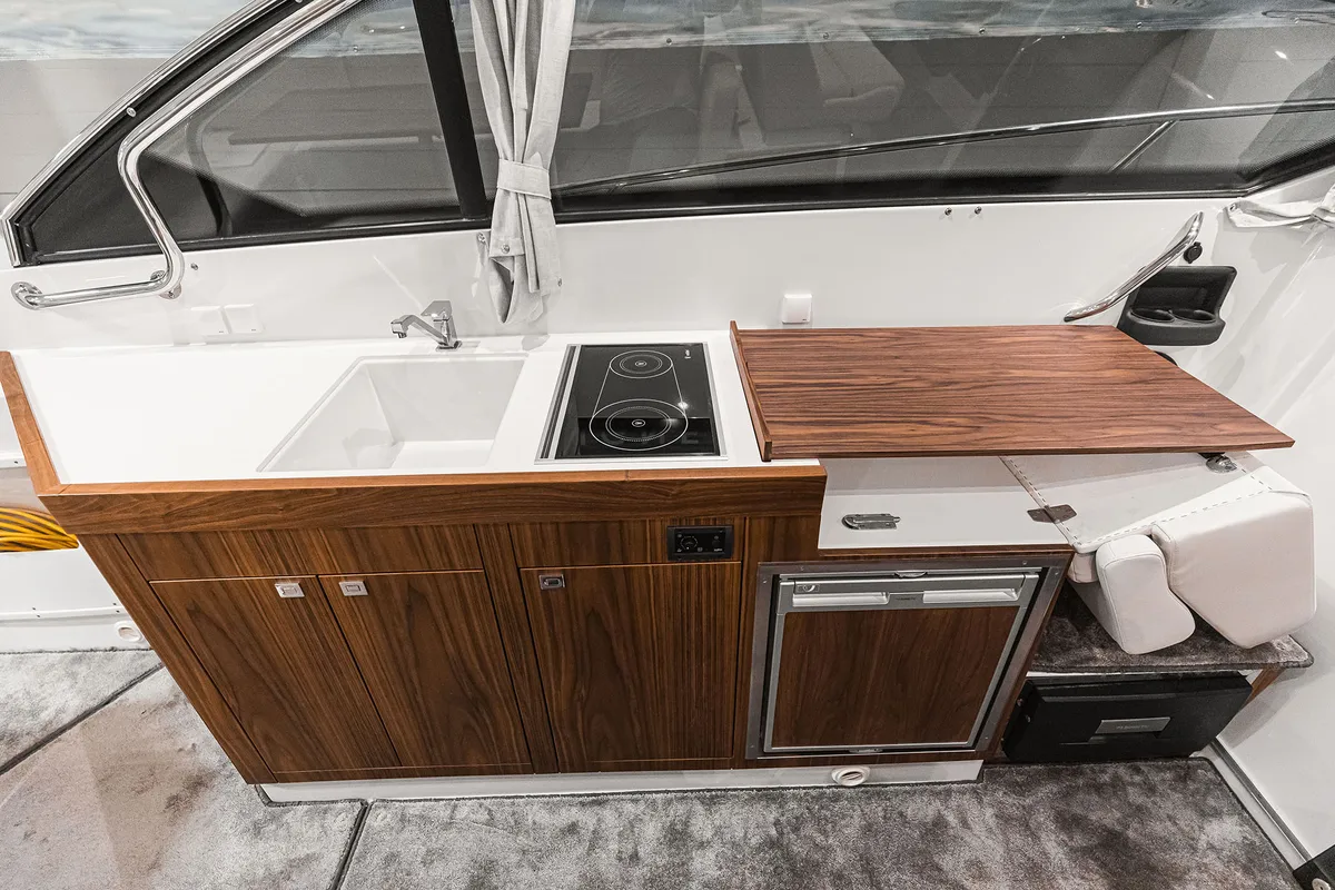 Galley of OTTI, a Grandezza 34 OC motorboat at Grad Trogir, Croatia