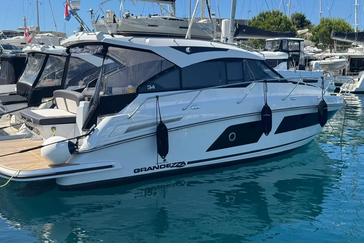 Exterior view of OTTI, a Grandezza 34 OC motorboat at Grad Trogir, Croatia