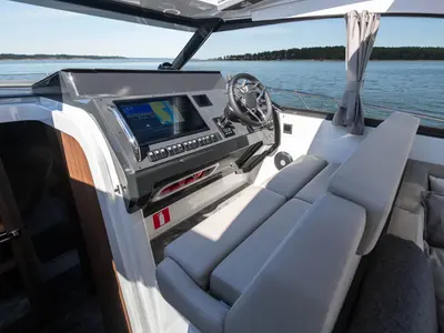 Salon of OTTI, a Grandezza 34 OC motorboat at Grad Trogir, Croatia