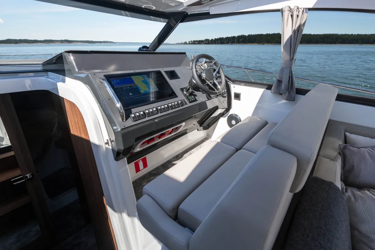 Salon of OTTI, a Grandezza 34 OC motorboat at Grad Trogir, Croatia