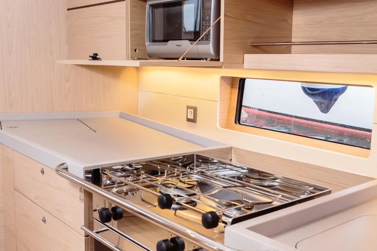 Galley of Beneteau Oceanis 46.1, a sailboat at Tonnarella, Italy