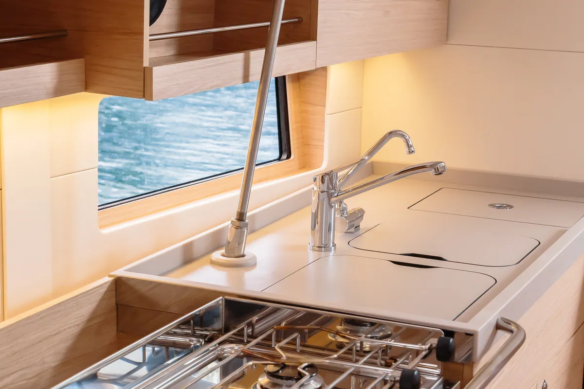 Galley of Beneteau Oceanis 46.1, a sailboat at Tonnarella, Italy