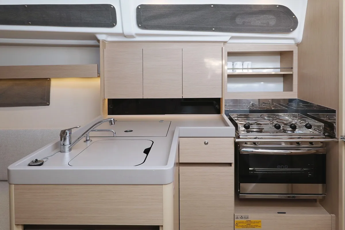 Galley of Rooster, a Beneteau Oceanis 34.1 sailboat at Pirovac, Croatia