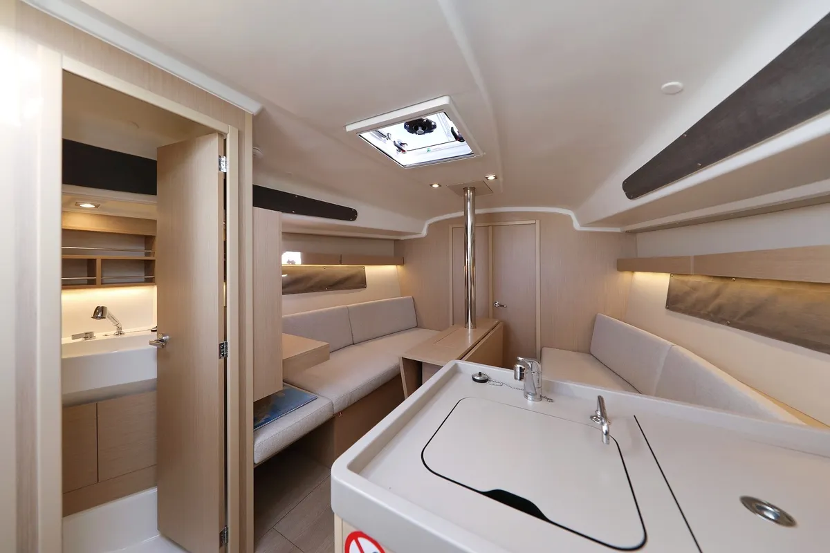 Salon of Rooster, a Beneteau Oceanis 34.1 sailboat at Pirovac, Croatia