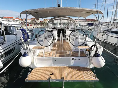 Cockpit of Rooster, a Beneteau Oceanis 34.1 sailboat at Pirovac, Croatia